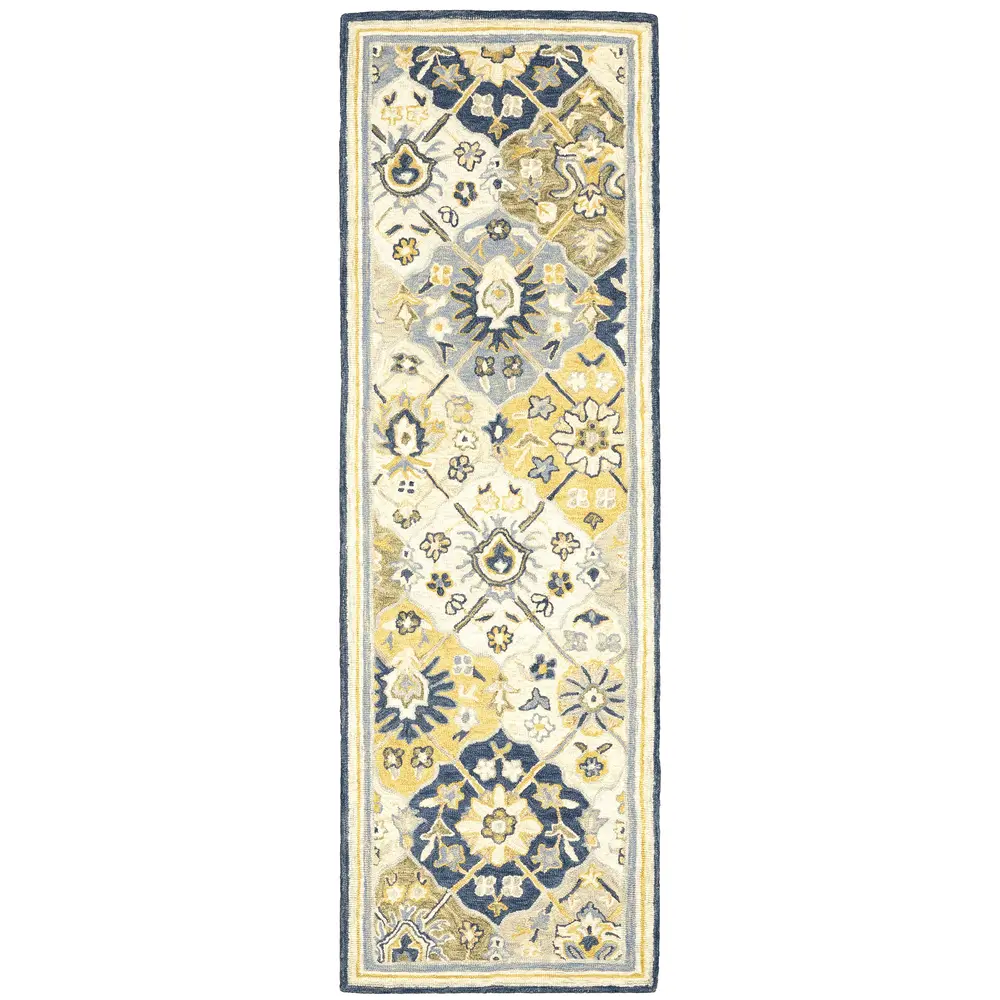 Alfresco 28406 Blue/ Gold Indoor Area Rug - 2'6
