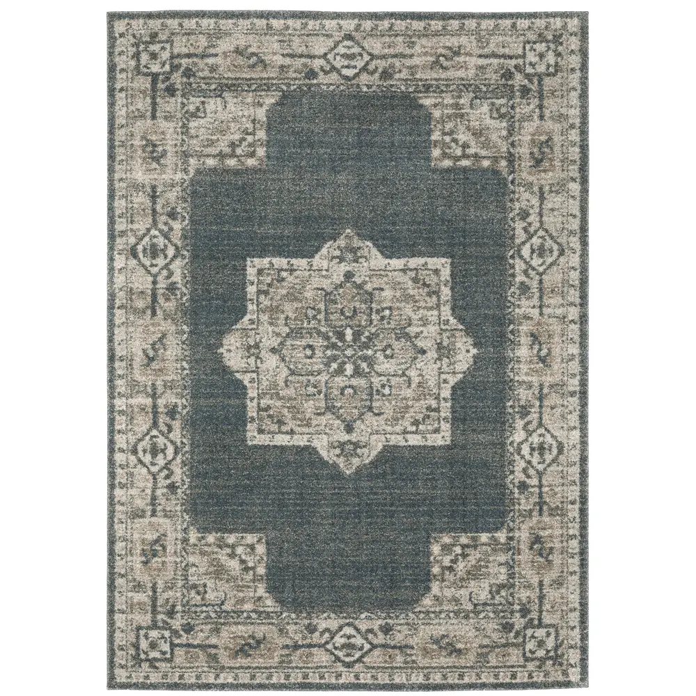 Alton 5501B Blue/ Beige Indoor Area Rug - 3'3