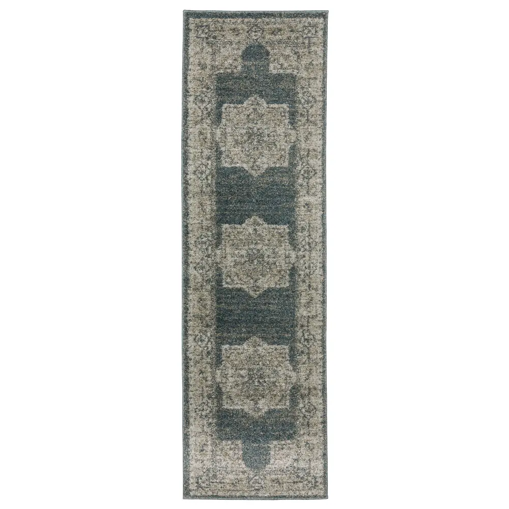 Alton 5501B Blue/ Beige Indoor Area Rug - 2'3