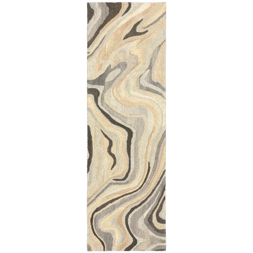Anastasia 68007 Beige/ Charcoal Indoor Area Rug - 2'6