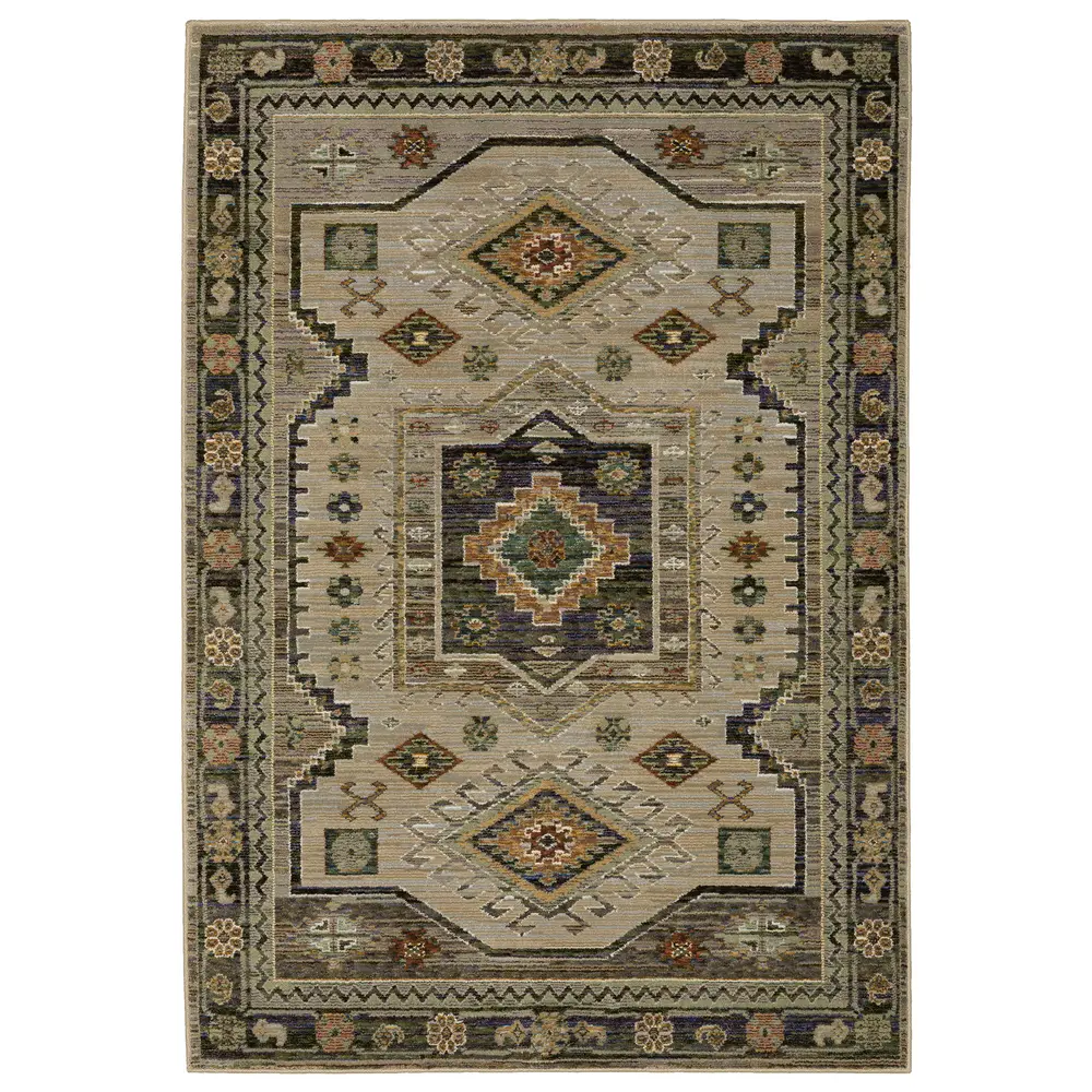 Andorra 2442D Grey/ Green Indoor Area Rug - 3'3