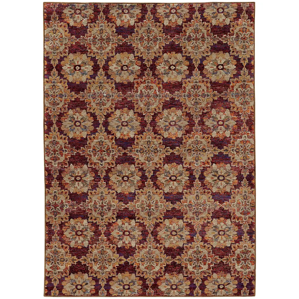 Andorra 6883A Red/ Gold Indoor Area Rug - 5'3