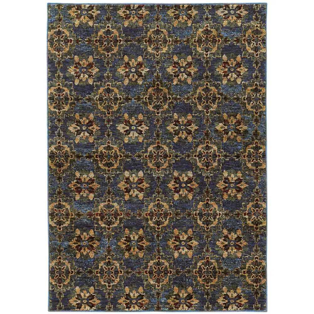 Andorra 6883C Blue/ Gold Indoor Area Rug - 1'10