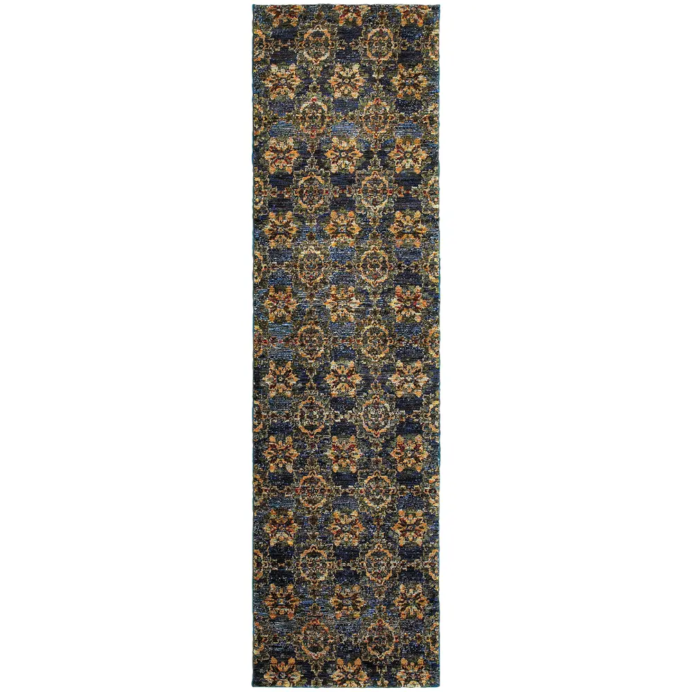 Andorra 6883C Blue/ Gold Indoor Area Rug - 2'3