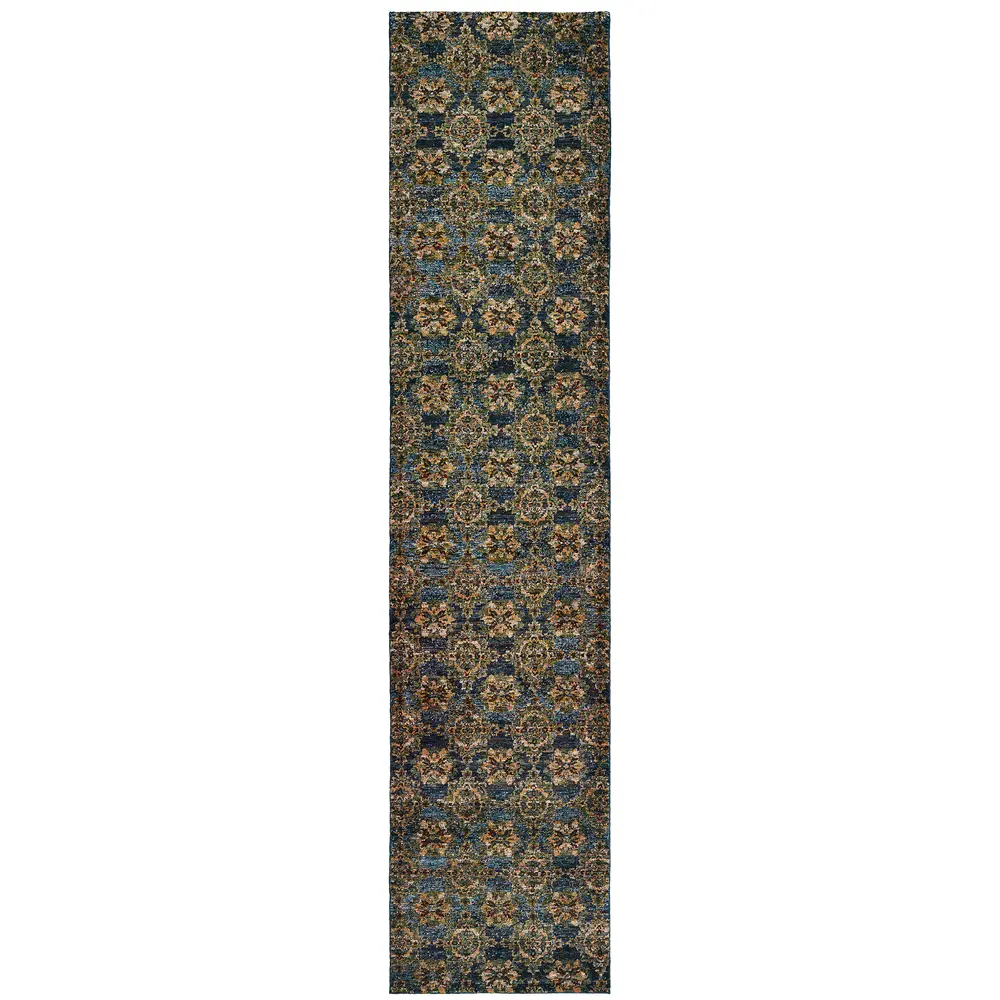 Andorra 6883C Blue/ Gold Indoor Area Rug - 2'6