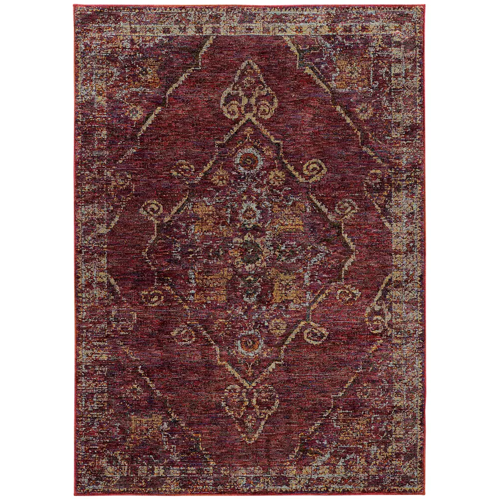 Andorra 7135E Red/ Gold Indoor Area Rug - 6'7