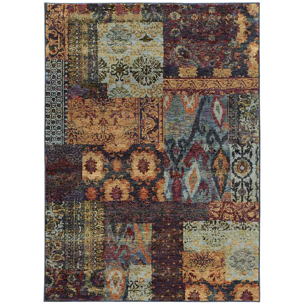 Andorra 7137A Gold/ Blue Indoor Area Rug - 3'3
