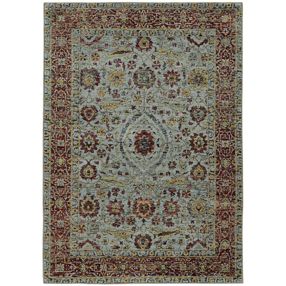 Andorra 7155A Blue/ Red Indoor Area Rug - 3'3