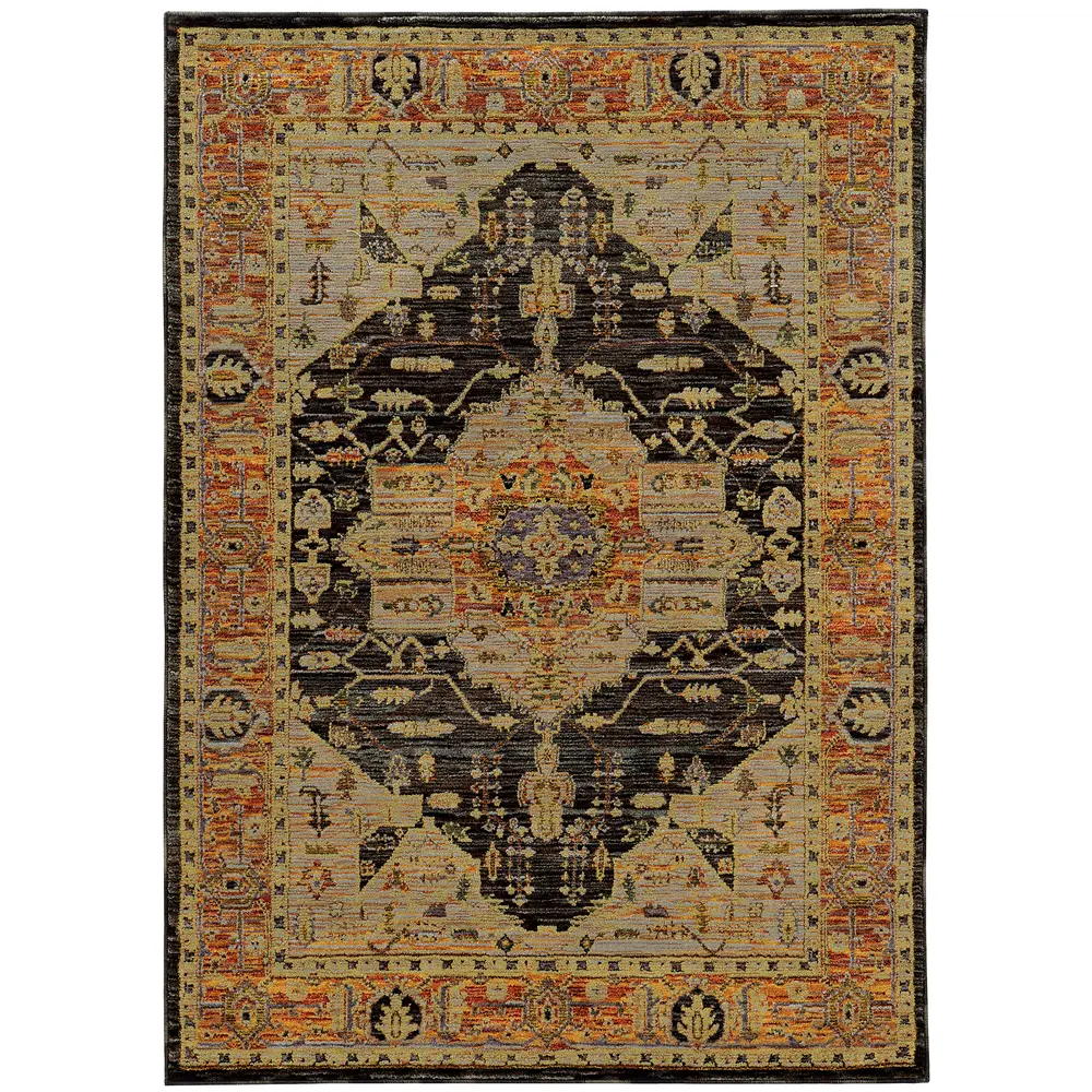 Andorra 7138B Gold/ Brown Indoor Area Rug - 5'3