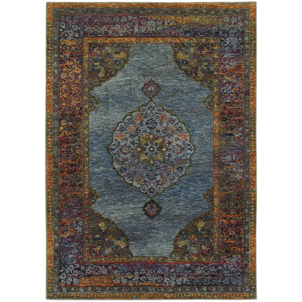 Andorra 7139A Blue/ Multi Indoor Area Rug - 5'3