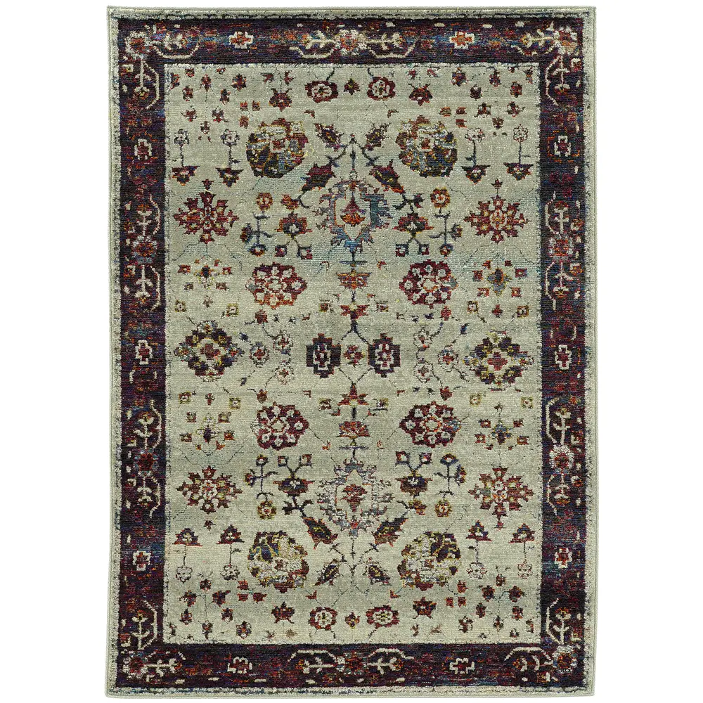 Andorra 6842D Stone/ Red Indoor Area Rug - 6'7