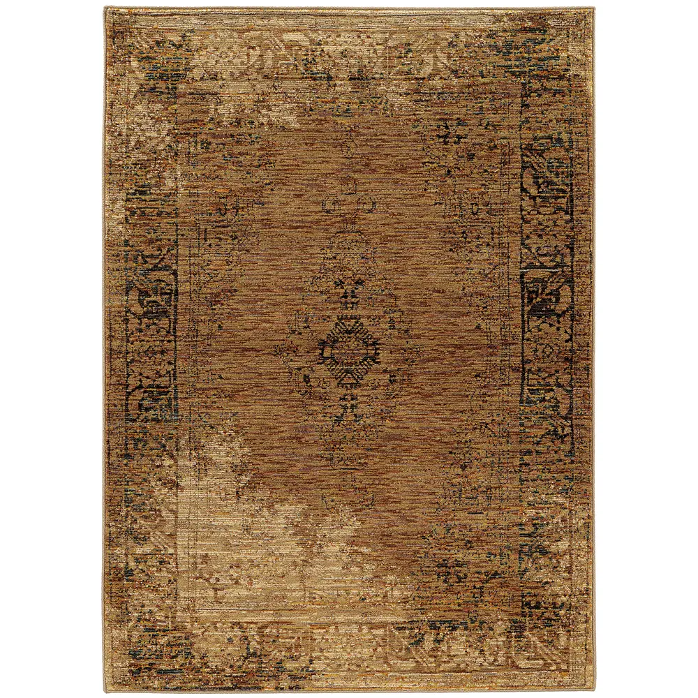 Andorra 6845D Gold/ Brown Indoor Area Rug - 1'10