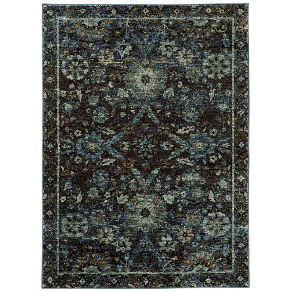Andorra 7124A Navy/ Blue Indoor Area Rug - 1'10