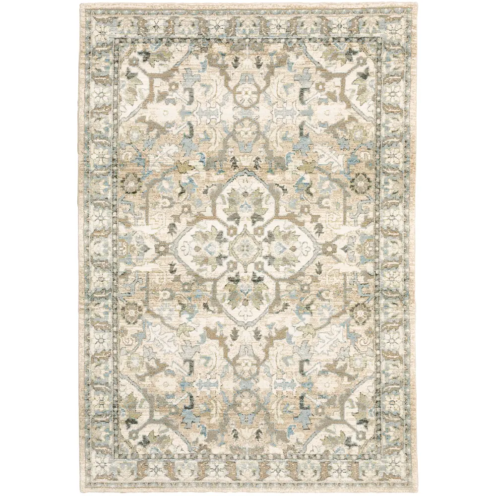 Andorra 9818G Beige/ Ivory Indoor Area Rug - 1'10