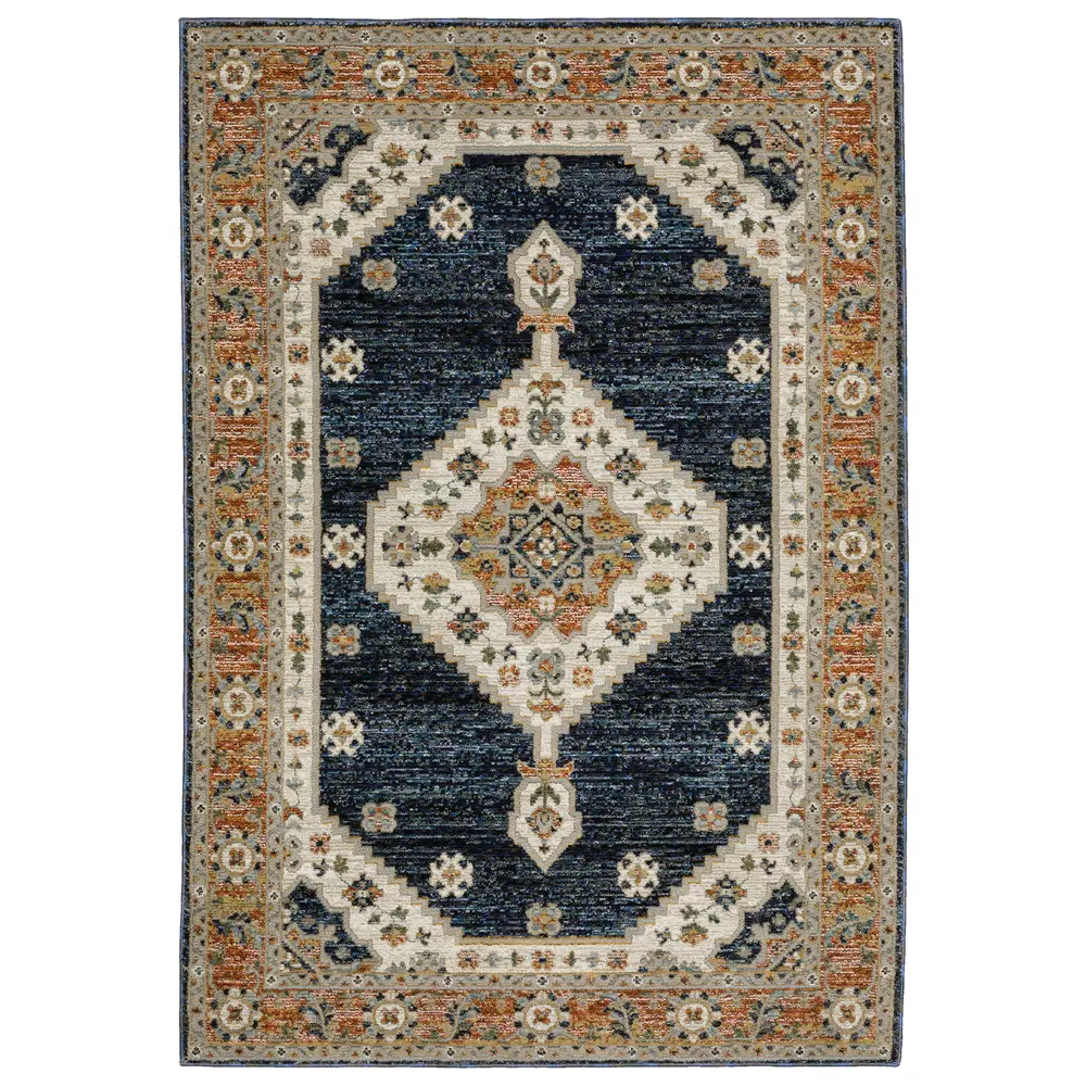 Andorra 2281E Blue/ Orange Indoor Area Rug - 8'6