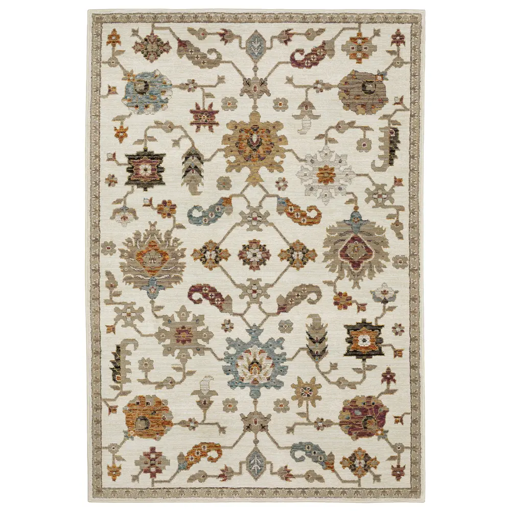 Andorra 2419B Ivory/ Multi Indoor Area Rug - 6'7