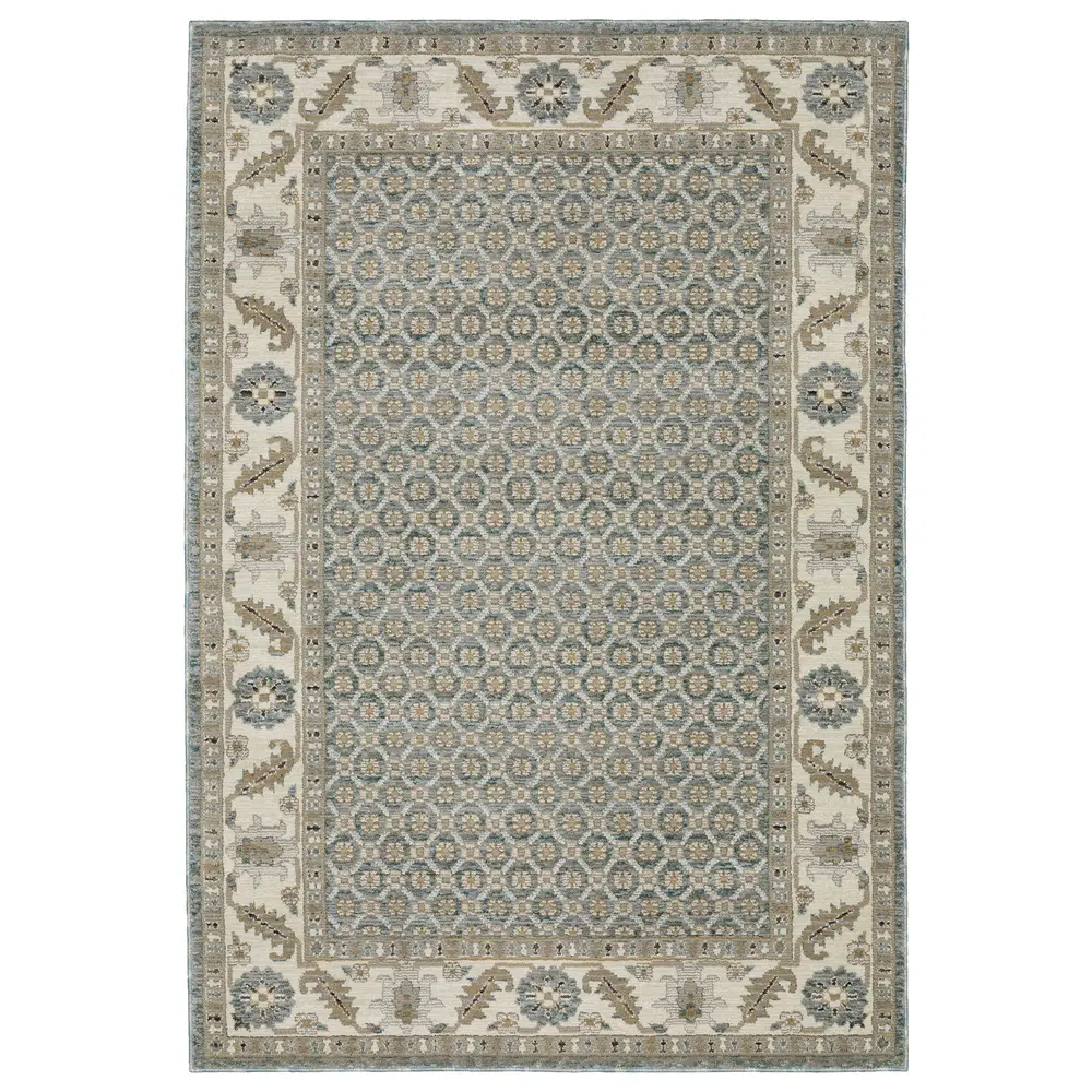 Andorra 2429A Blue/ Ivory Indoor Area Rug - 3'3
