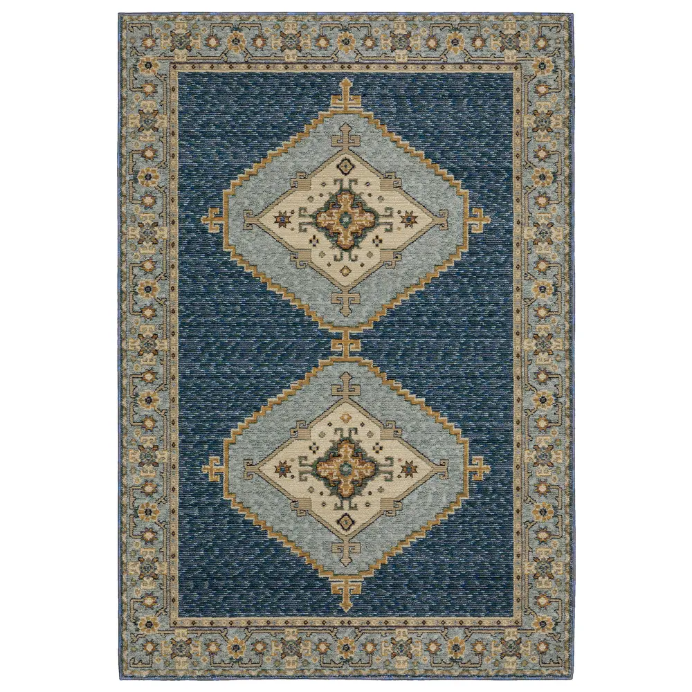 Andorra 2430A Blue/ Gold Indoor Area Rug - 8'6