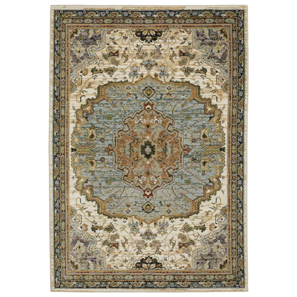 Andorra 2451B Ivory/ Blue Indoor Area Rug - 8'6