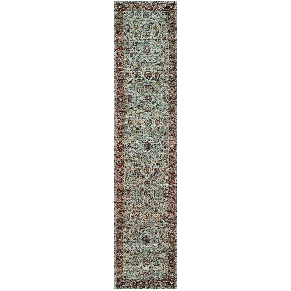 Andorra 7155A Blue/ Red Indoor Area Rug - 2'6