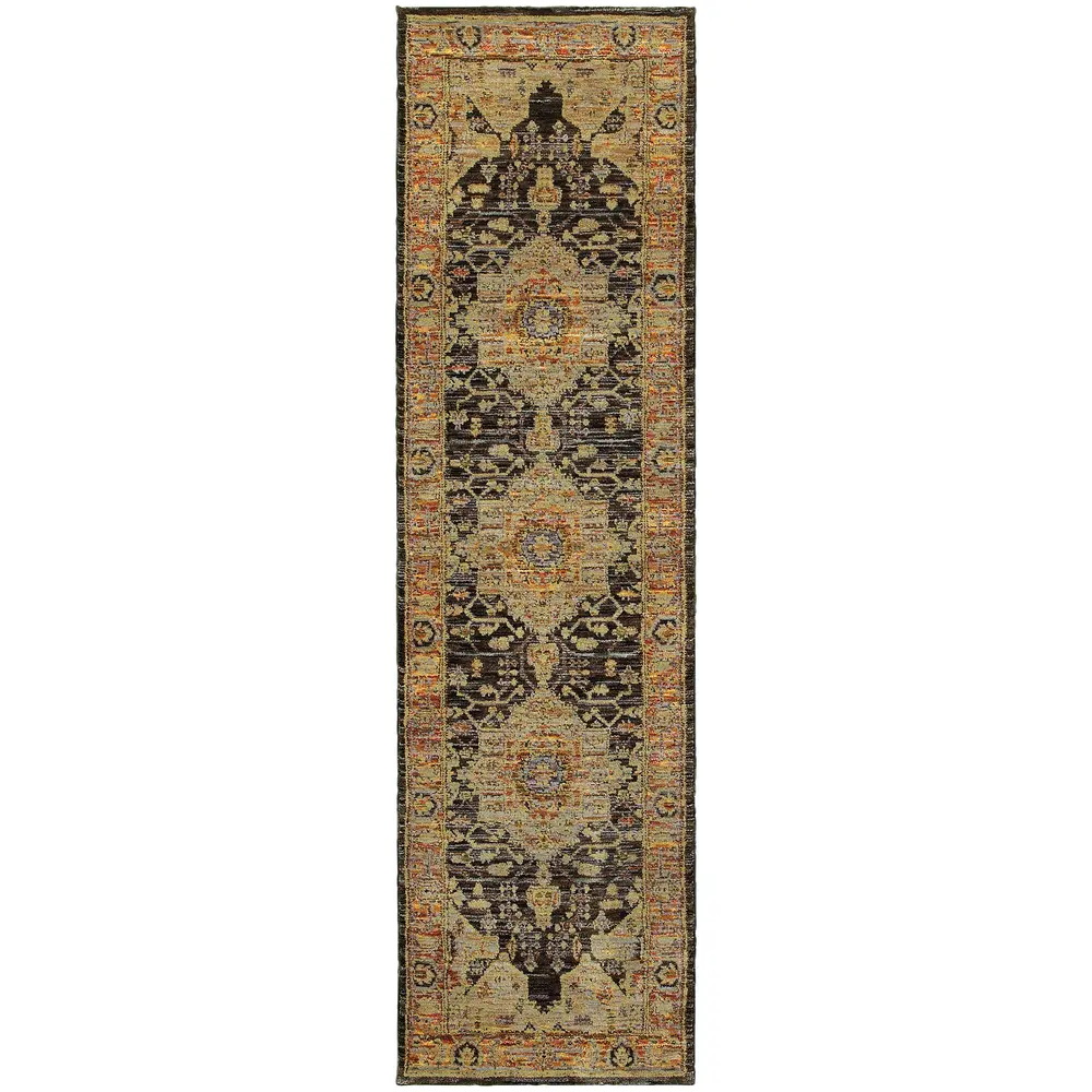 Andorra 7138B Gold/ Brown Indoor Area Rug - 2'3