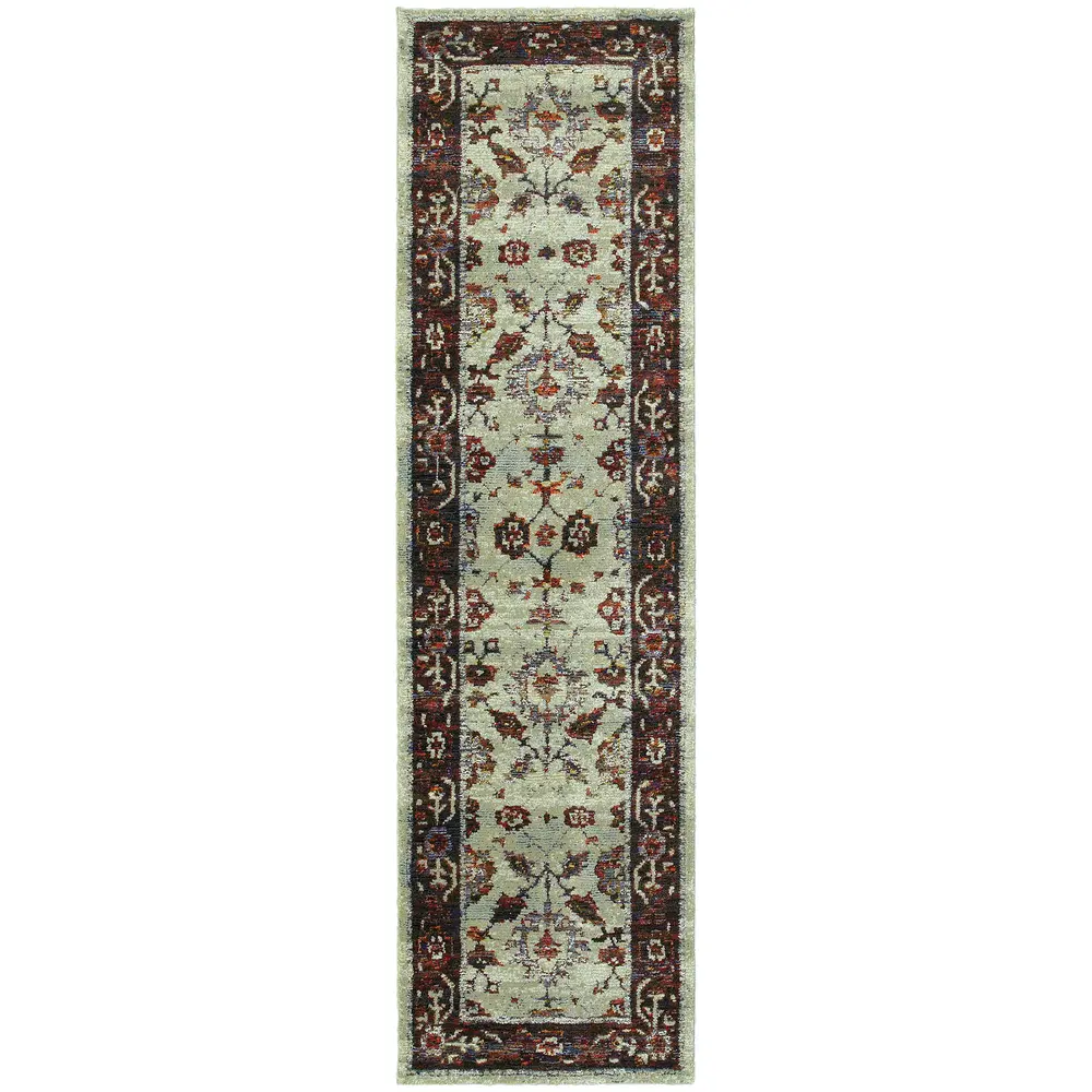 Andorra 6842D Stone/ Red Indoor Area Rug - 2'3