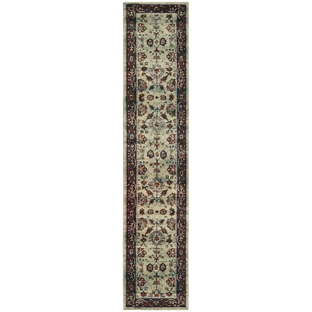 Andorra 6842D Stone/ Red Indoor Area Rug - 2'6