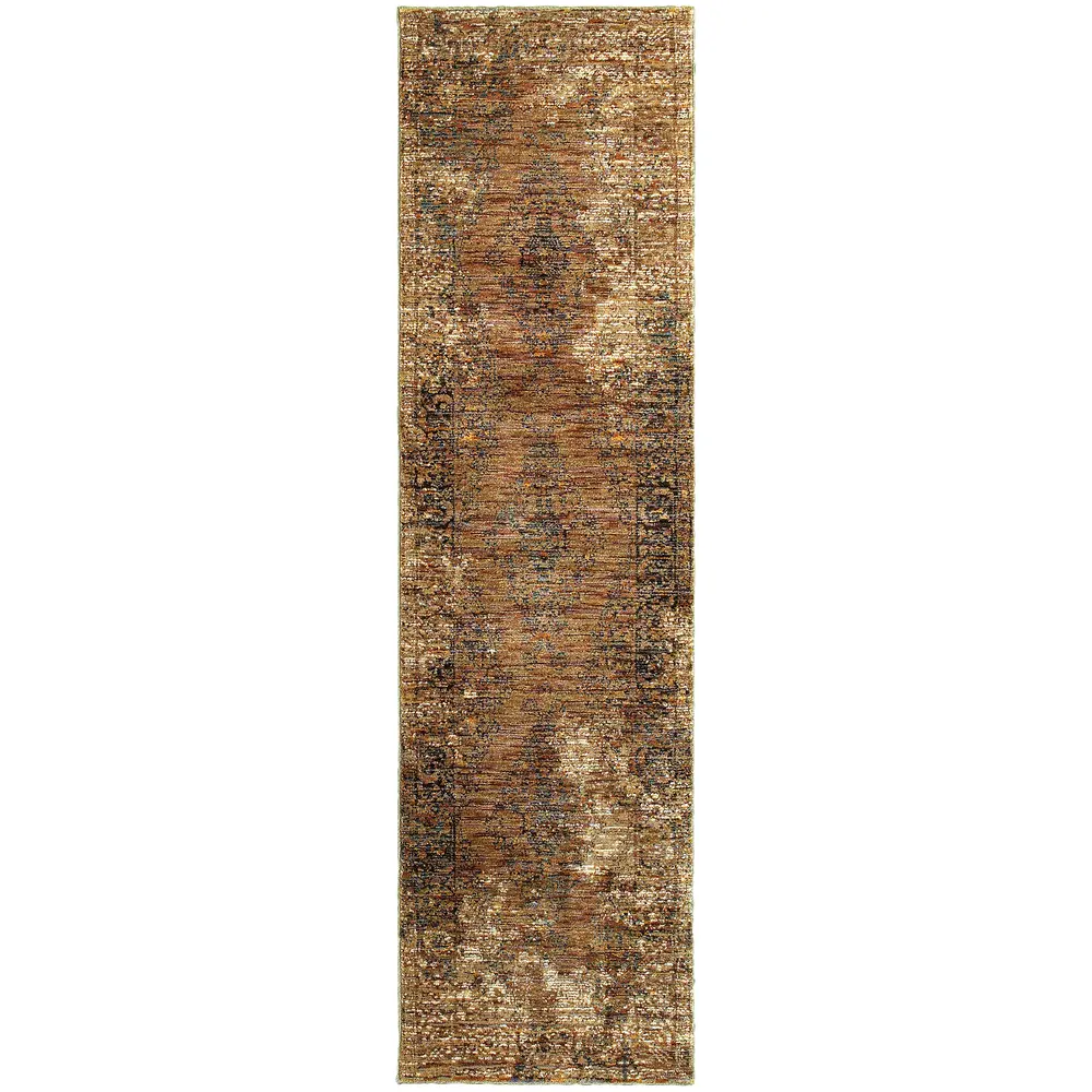 Andorra 6845D Gold/ Brown Indoor Area Rug - 2'3