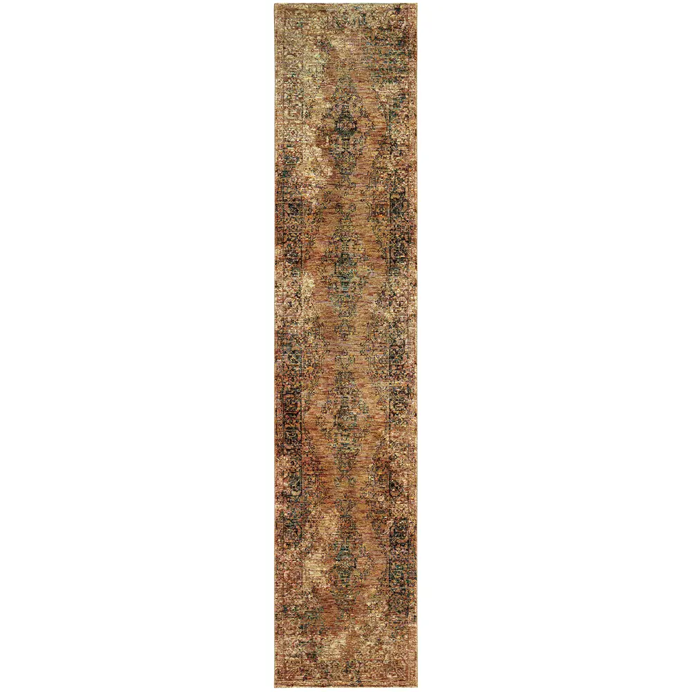 Andorra 6845D Gold/ Brown Indoor Area Rug - 2'6