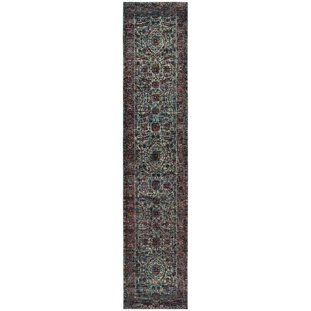 Andorra 6846B Blue/ Purple Indoor Area Rug - 2'6