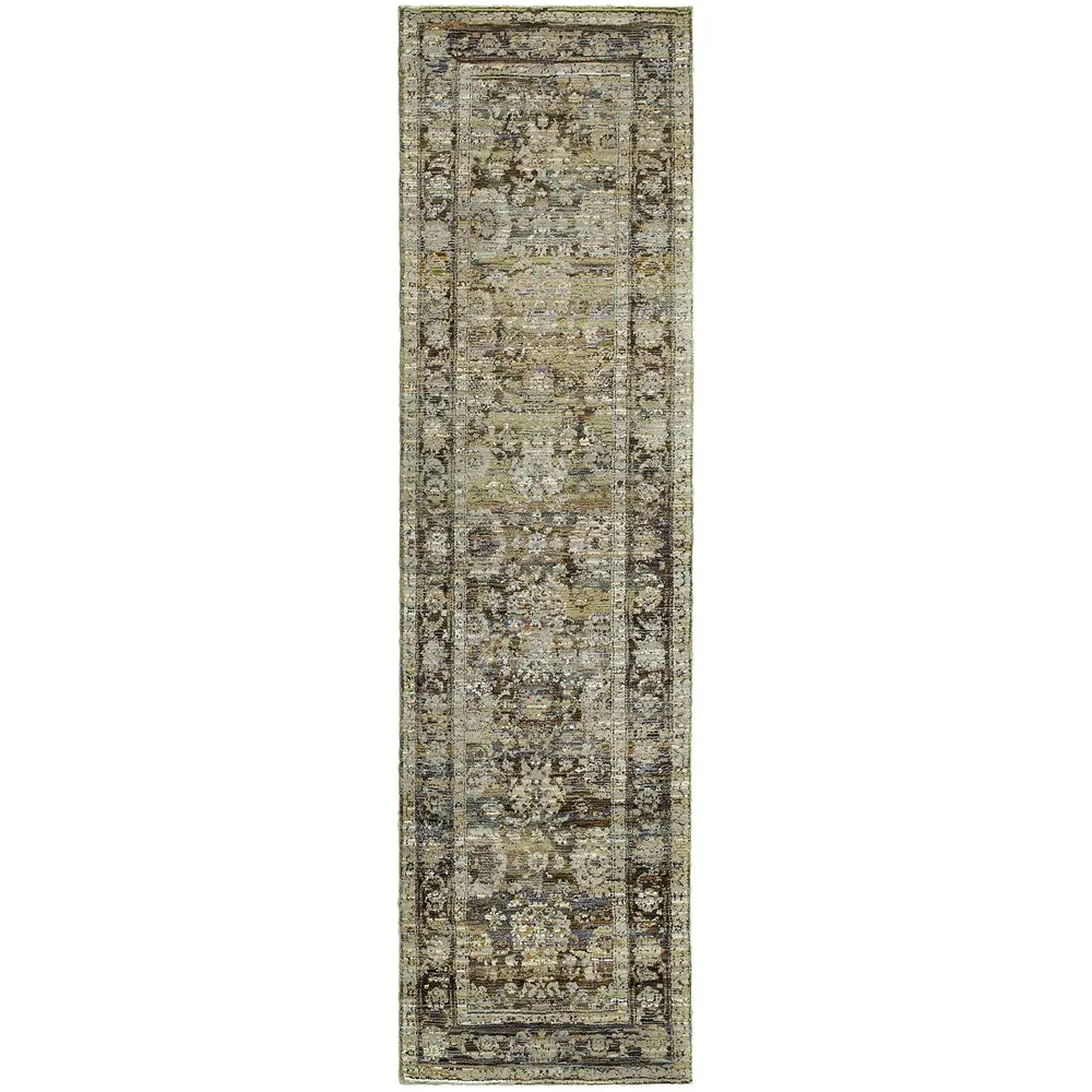 Andorra 7125C Green/ Brown Indoor Area Rug - 2'3
