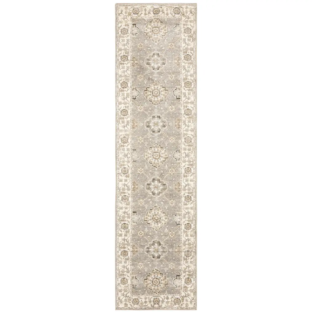 Andorra 8929H Grey/ Ivory Indoor Area Rug - 2'3