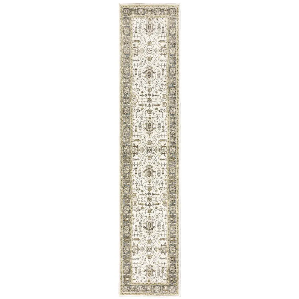 Andorra 9537P Ivory/ Grey Indoor Area Rug - 2'6