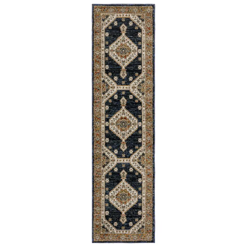 Andorra 2281E Blue/ Orange Indoor Area Rug - 2'3