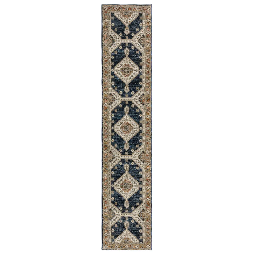 Andorra 2281E Blue/ Orange Indoor Area Rug - 2'6