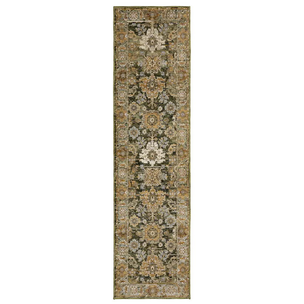 Andorra 2417B Green/ Gold Indoor Area Rug - 2'3