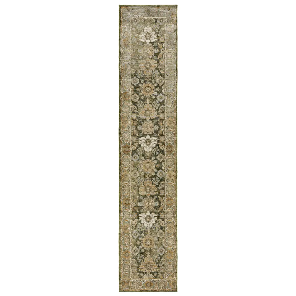 Andorra 2417B Green/ Gold Indoor Area Rug - 2'6