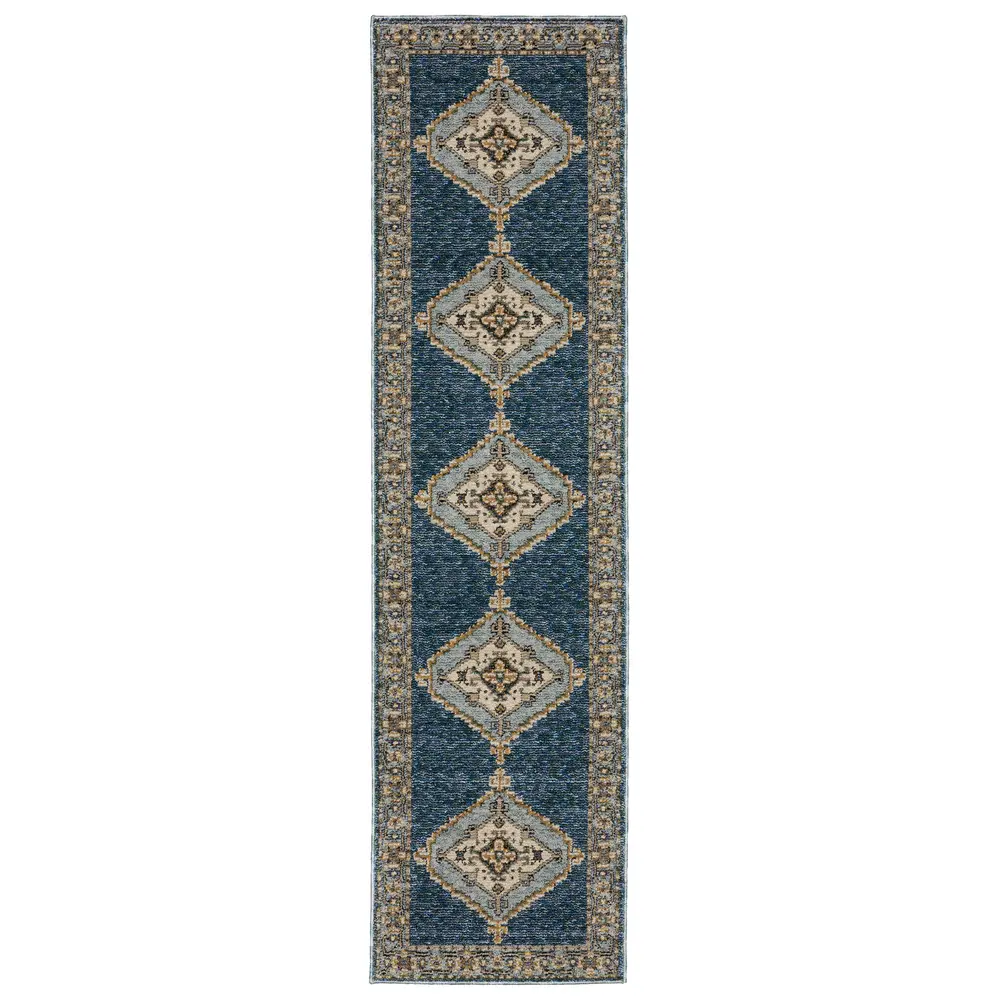 Andorra 2430A Blue/ Gold Indoor Area Rug - 2'3