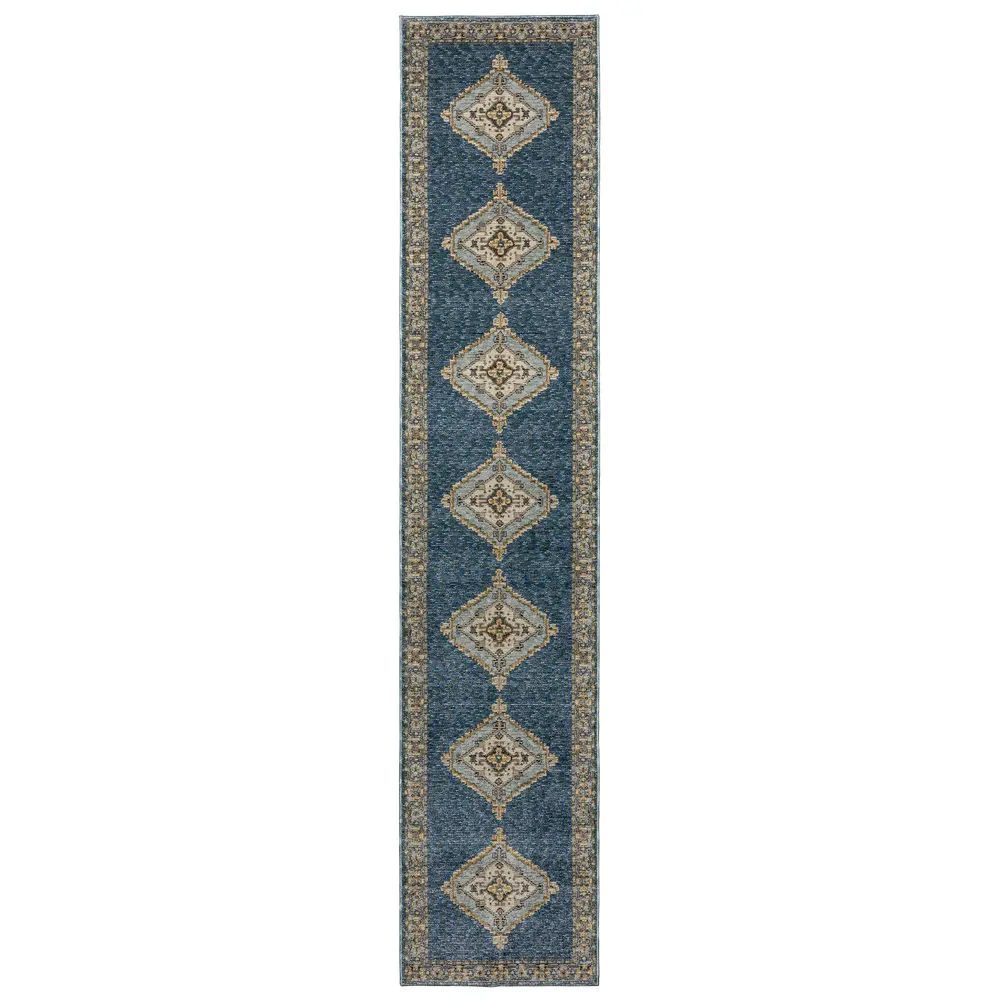 Andorra 2430A Blue/ Gold Indoor Area Rug - 2'6