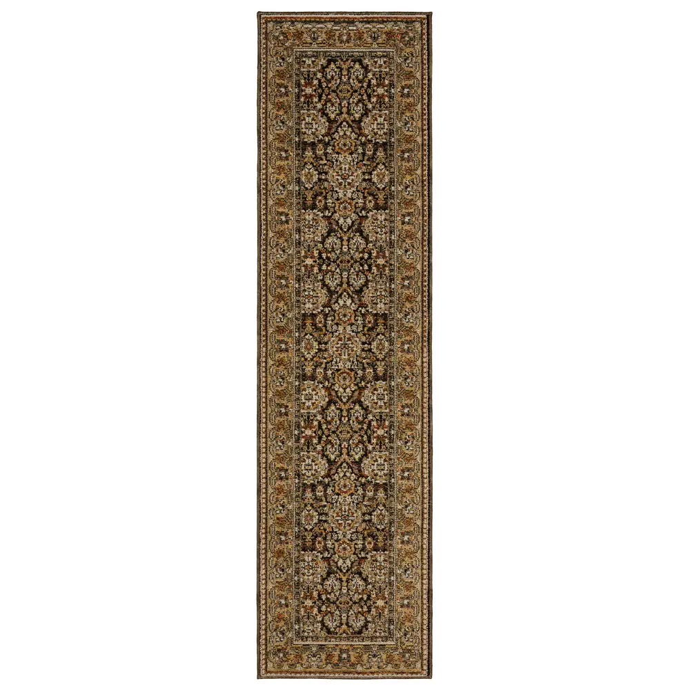 Andorra 2431A Brown/ Gold Indoor Area Rug - 2'3
