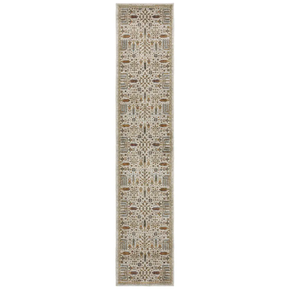 Andorra 2449B Ivory/ Gold Indoor Area Rug - 2'6