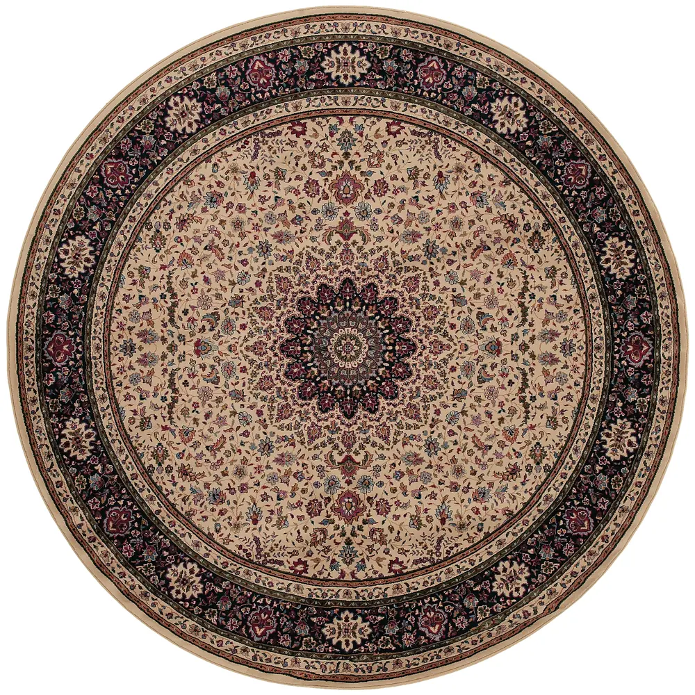 Ariana 095I8 Ivory/ Black Indoor Area Rug - 8' Round