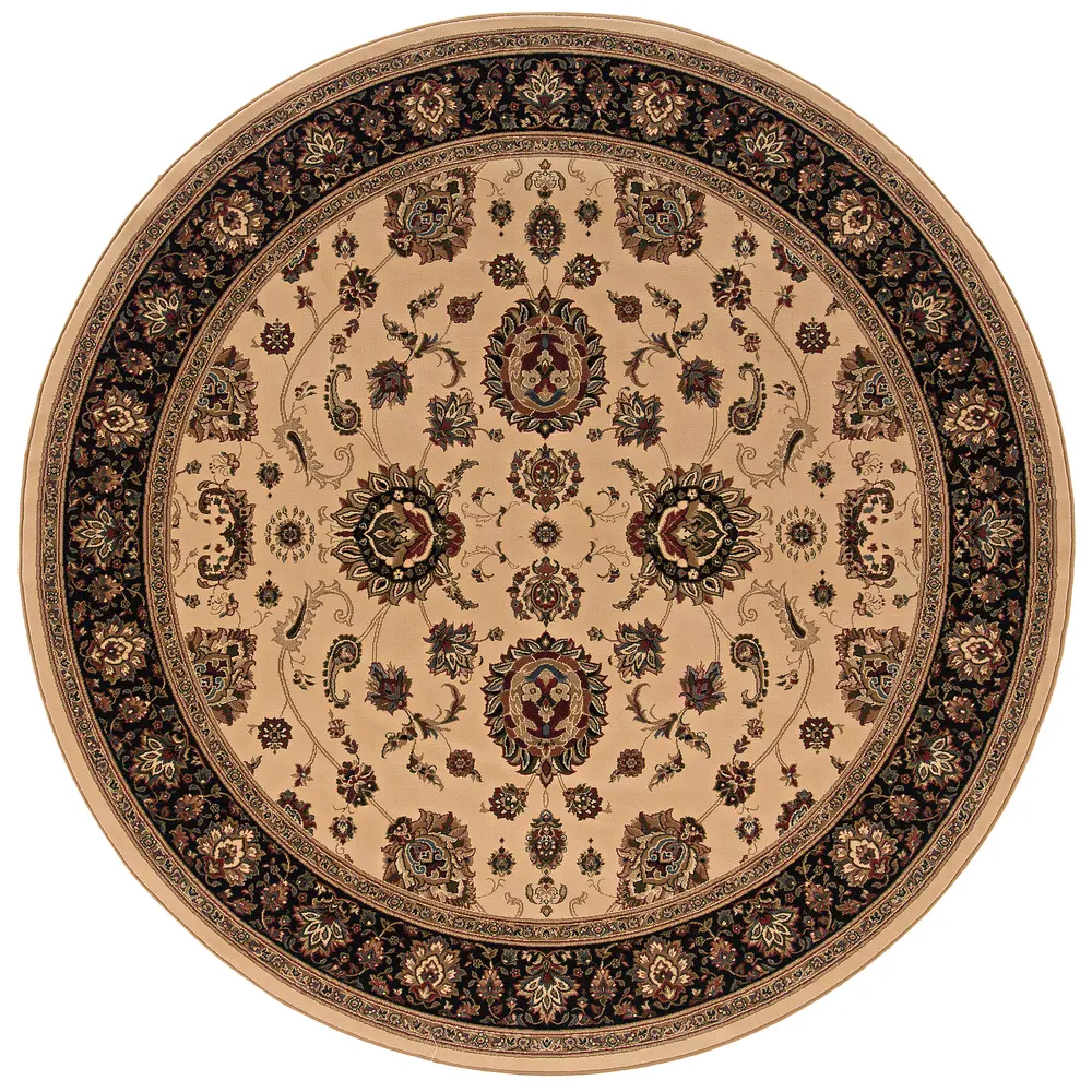 Ariana 130/7 Ivory/ Black Indoor Area Rug - 6' Round