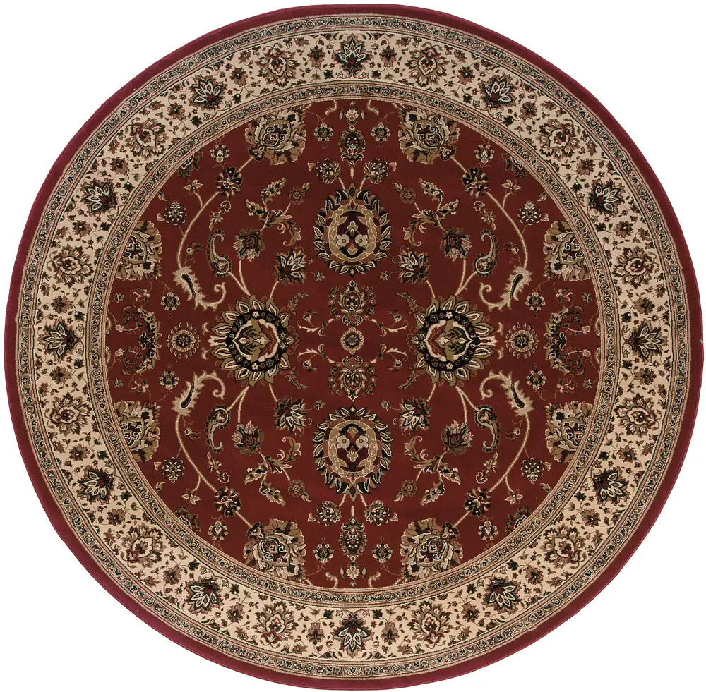 Ariana 130/8 Red/ Ivory Indoor Area Rug - 8' Round