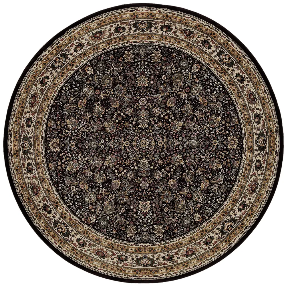 Ariana 213K8 Black/ Ivory Indoor Area Rug - 6' Round