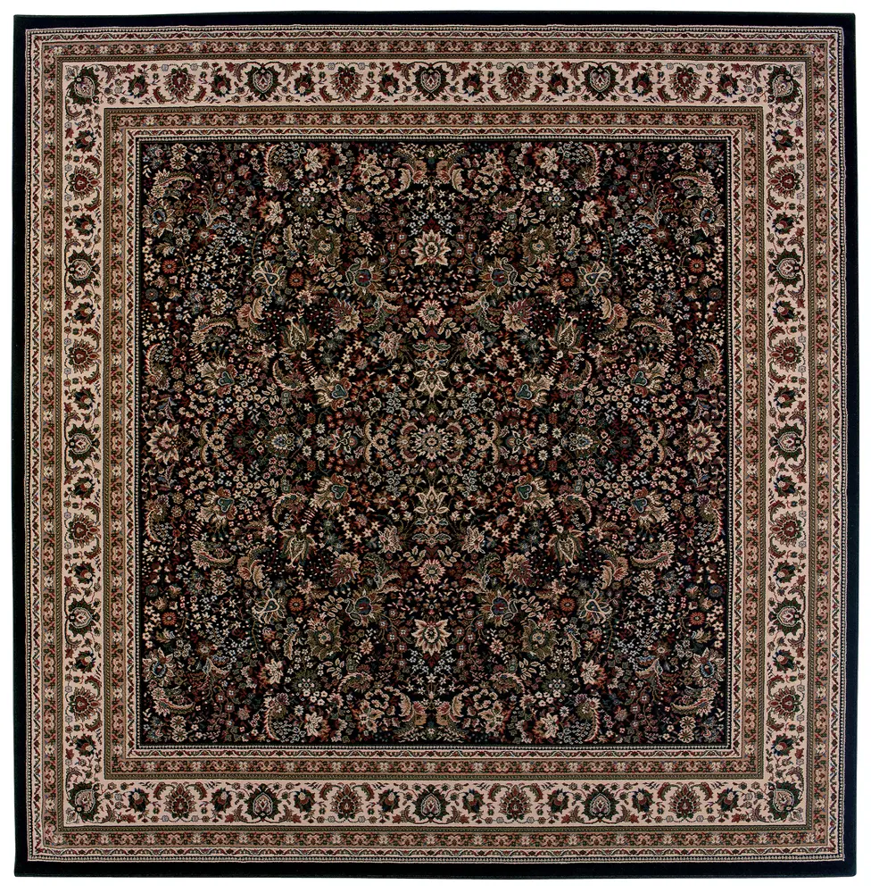 Ariana 213K8 Black/ Ivory Indoor Area Rug - 8' Square
