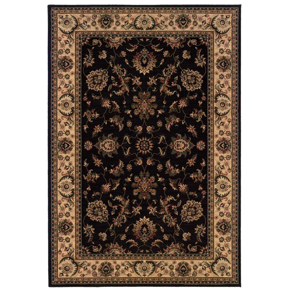 Ariana 311K3 Black/ Ivory Indoor Area Rug - 8' Square