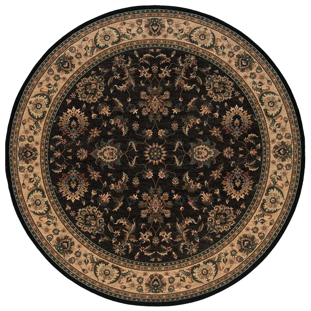 Ariana 311K3 Black/ Ivory Indoor Area Rug - 8' Round