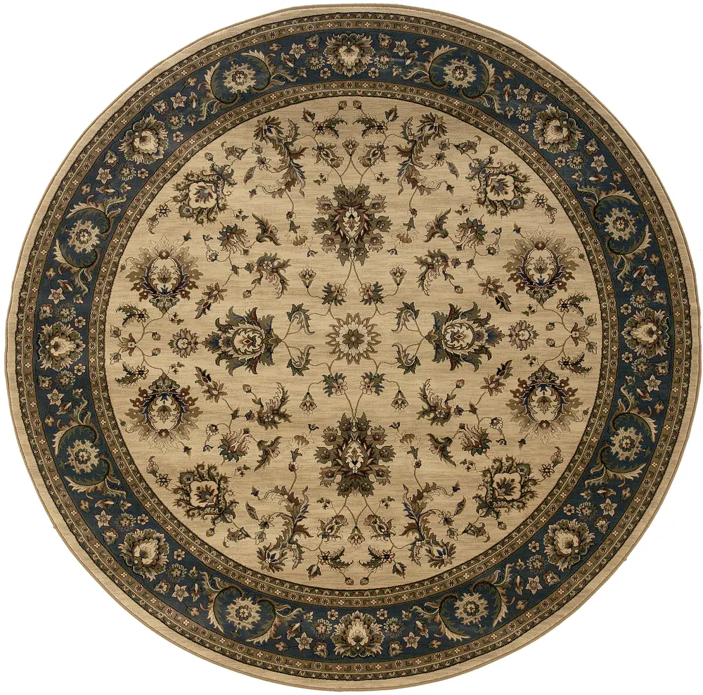 Ariana 311Z3 Ivory/ Blue Indoor Area Rug - 8' Round
