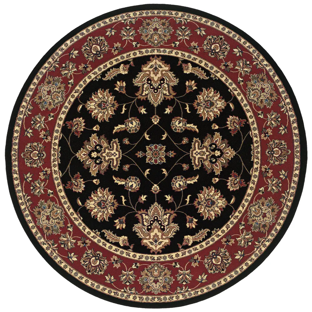 Ariana 623M3 Black/ Red Indoor Area Rug - 8' Round